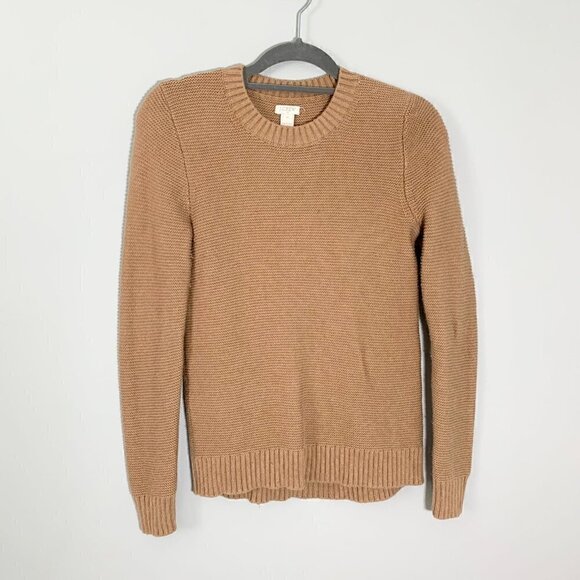 J. Crew beige oatmeal neutral heavy knit long sleeve crewneck pullover sweater - Picture 2 of 10